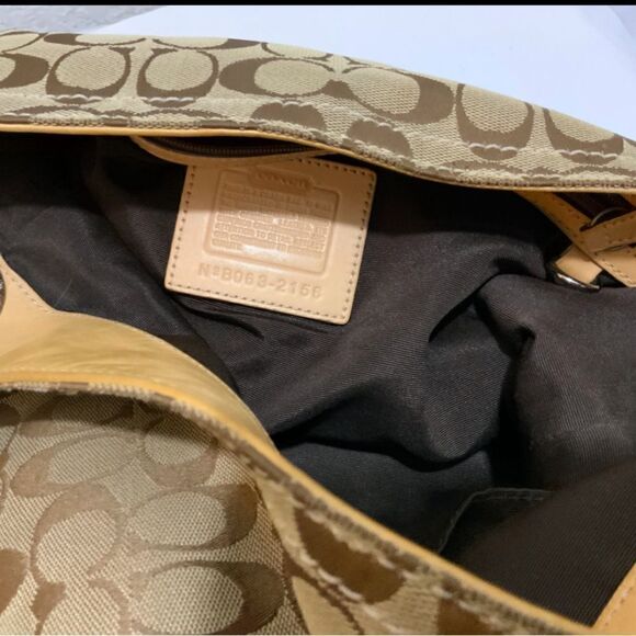 Coach 2156 tan Signature Fabric Leather Hobo Bag - Picture 4 of 6